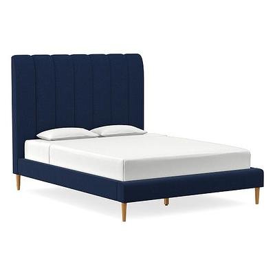 Andes Tall Vertical Tufting, Bed, Twin, PV, Ink Blue, Almond